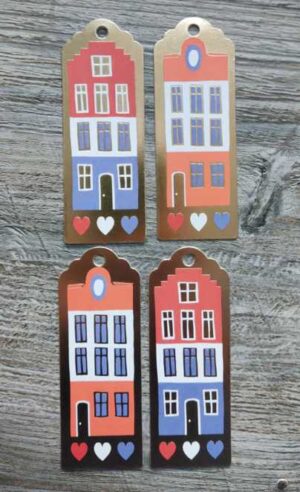 4 cadeaulabels Hollandse huisjes