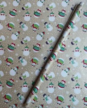 Luxe cadeaupapier met sneeuwpop