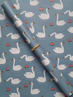Cadeaupapier zwaantjes 2m x 30cm