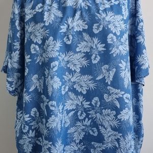 Ulla Popken soepelvallende jeansblouse met print mt, 54/56