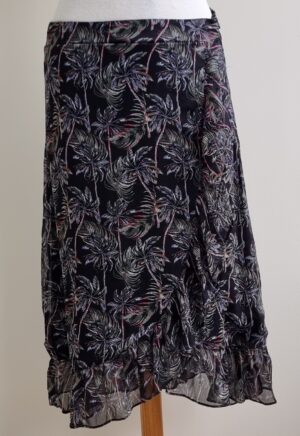 C&S the Label zwart zomers rokje met palmen print mt. M