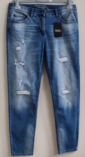 Ulla Popken (Sara Skinny) jeans met slijtplekken mt. 44 NIEUW
