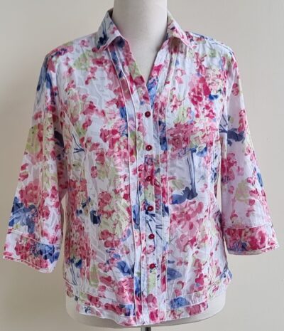 Dutch by Oscar B witte blouse met gekleurde prints mt. 44