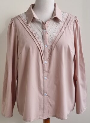 Shein roze/beige blouse met kant mt. 2XL