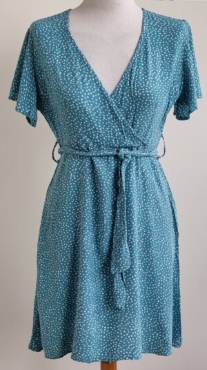 Copperose blauw jurkje met witte dots mt. S