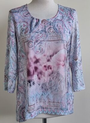 Bonita lichtblauw shirt/blouse met print mt. M