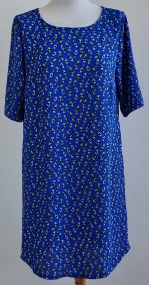Hema blauw jurkje met vogeltjes print mt. M