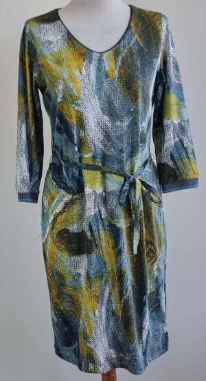 Sandwich blauw/groen jurkje mt. XS