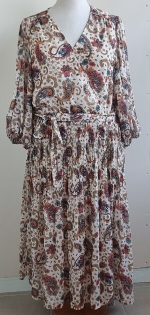 Promod ecru jurk met gekleurde paisley print mt. 48