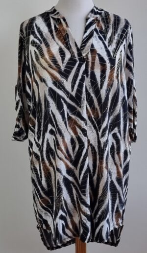 Made in Italy zwart/bruin shirt met goud mt. 46