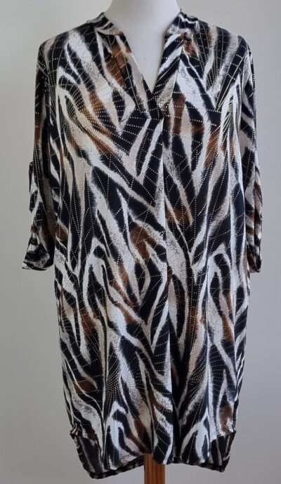 Made in Italy zwart/bruin shirt met goud mt. 46
