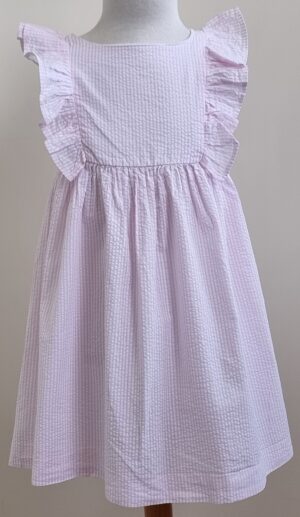 Lola Palacios wit/roze gestreept jurkje mt. 128 (8)
