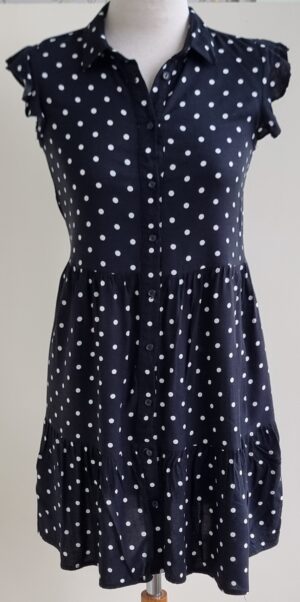 Stradivarius zwart jurkje met witte dots mt. S