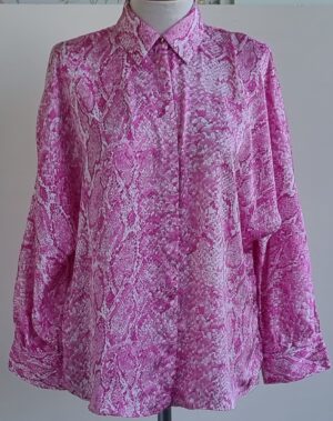 Zara roze/witte blouse met slangenprint mt. S