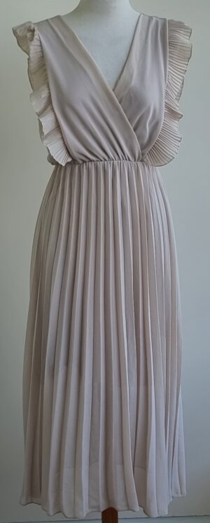 Lovypop beige jurk met roesels mt. M/L