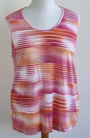 MS Mode oranje/wijnrood mouwloos shirt mt. XL