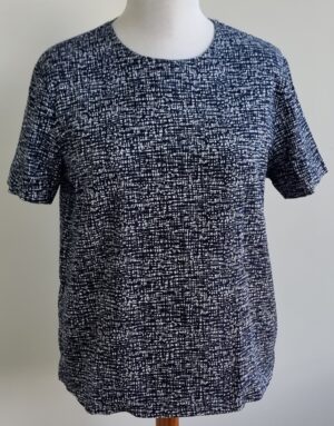 Opus donkerblauw/witte stretchy top mt. XL