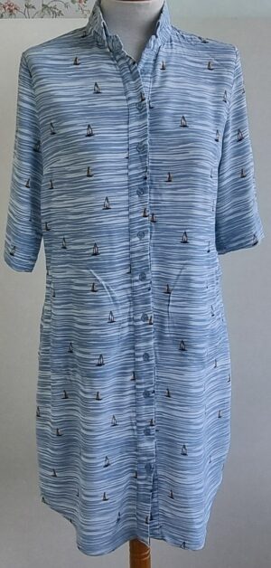 Zilch blauw/wit jurkje met zeilbootjes mt. S