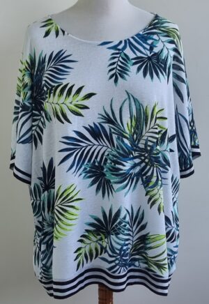 Via Appia Due wit shirt met bladeren print mt. 54