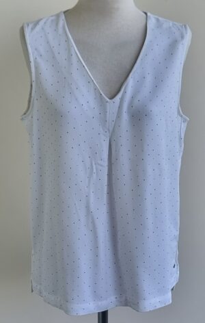 Sandwich witte blouse top met zwart stipje mt. 40