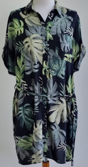 River Island zwart jurkje met bladeren print mt. 38