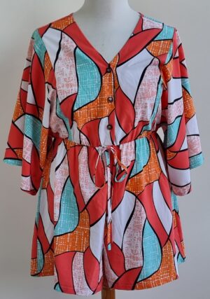 Shein wit/oranje playsuit mt. 40/42 (L)