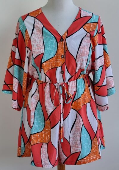 Shein wit/oranje playsuit mt. 40/42 (L)