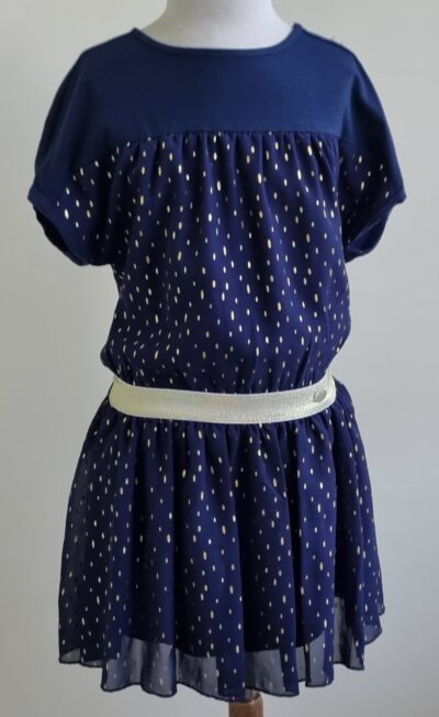 NoNo donkerblauw jurkje met goud mt. 122/128