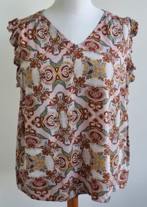 Only Carmakoma rode/grijze blouse met print mt. 46