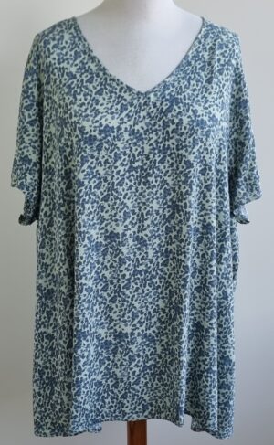 Zizzi lichtgroen t-shirt mt blauw/grijze printjes mt. 54/56 (XL)
