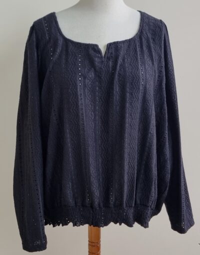 MS Mode (Festival) zwart shirt met bewerking mt. 54 (3XL)
