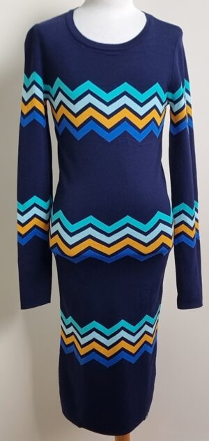 Nik & Nik blauw jurkje met zigzag motief mt. 164