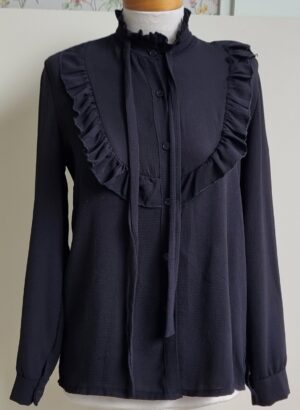 Made in Italy zwarte blouse met roeseltje mt. M