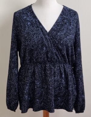 MS Mode (Festival) zwarte blouse met lichtblauw mt. L