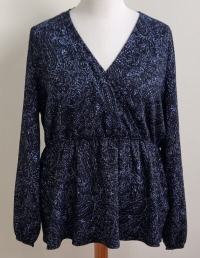 MS Mode (Festival) zwarte blouse met lichtblauw mt. L