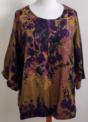Ophilia bruine blouse met gekleurde prints mt. 46/48 (3)