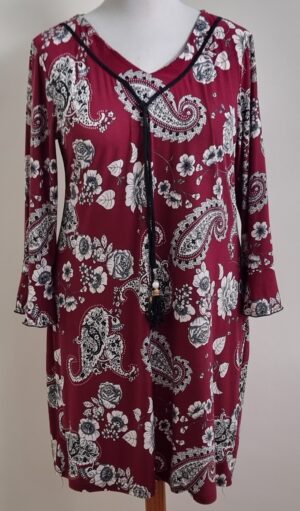 My Lily’s donkerrood jurkje met paisley print mt. XXL