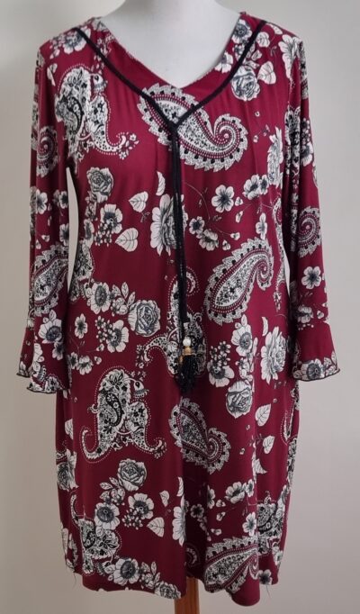 My Lily’s donkerrood jurkje met paisley print mt. XXL