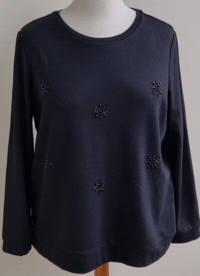 S. Oliver zwarte sweater met applicaties mt. 44