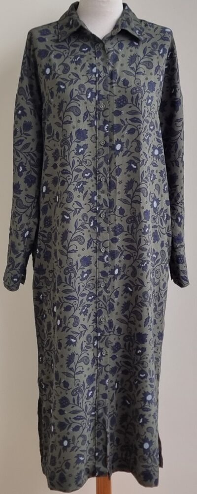 Hema groene middellange jurk met print mt. M