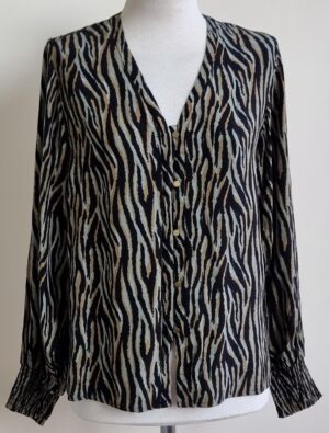 Garcia zwart/grijze blouse mt. M