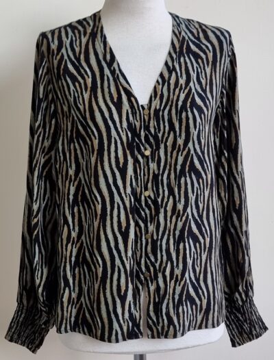 Garcia zwart/grijze blouse mt. M