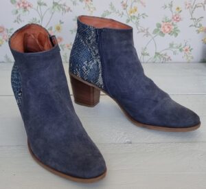 Manfield leren blauwe enkellaarsjes mt. 41