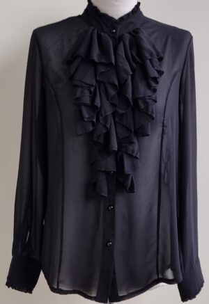 Made in Italy zwarte blouse met roesels mt. M