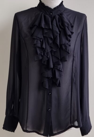 Made in Italy zwarte blouse met roesels mt. M