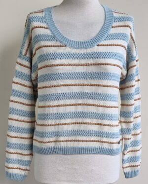 Pepe Jeans wit/lichtblauwe korte trui mt. XS