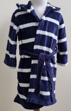 H & M blauw/wit gestreept badjasje mt. 92