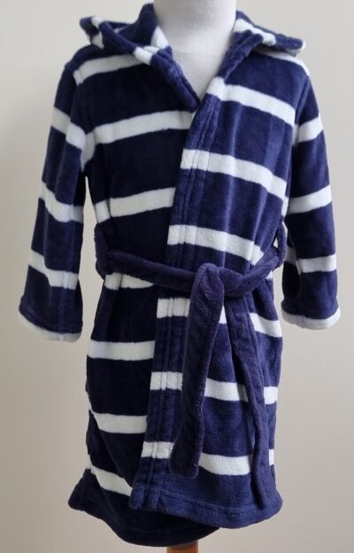H & M blauw/wit gestreept badjasje mt. 92