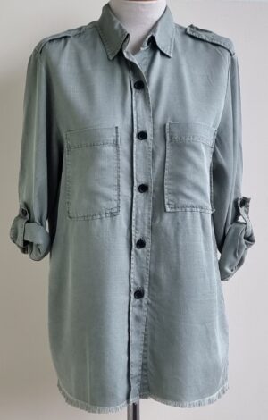 Zara grijs/groene blouse mt. L