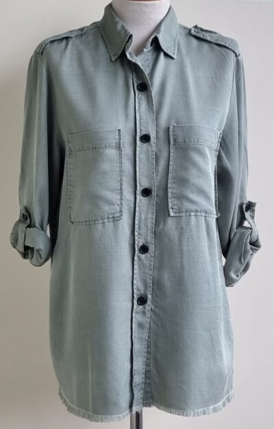 Zara grijs/groene blouse mt. L